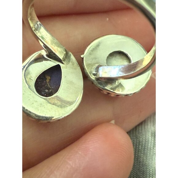 Wild Horse & Purple Mojave Turquoise Sterling Silver Bypass Ring Size 8.5 - Picture 2 of 6